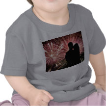 Fireworks Couple Kissing Silhouette Tee Shirt