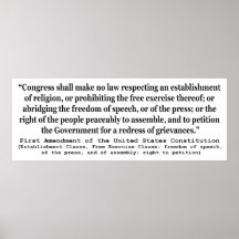 First Amendment of the United States Constitution Poster