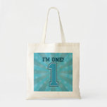 First Birthday Boy, I'm One, Big Blue Number 1 Canvas Bags