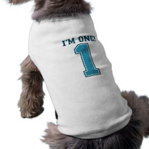 First Birthday Boy, I'm One, Big Blue Number 1 Doggie Shirt