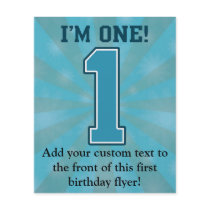 First Birthday Boy, I'm One, Big Blue Number 1 Flyer
