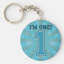 First Birthday Boy, I'm One, Big Blue Number 1 Key Chain