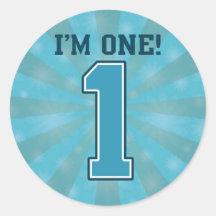 First Birthday Boy, I'm One, Big Blue Number 1 Sticker