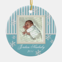 First Christmas Snowflakes Light Blue Christmas Ornaments