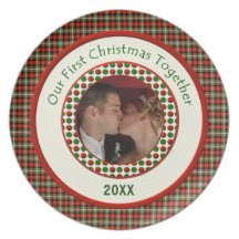 First Christmas Together Personalised Dated  Photo Dinner Plate