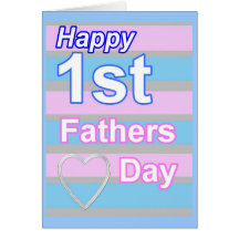 First Fathers Day Pink and Blue Greeting Card