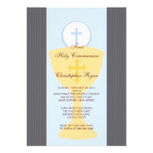First Holy Communion Invitation Chalice Boy Blue