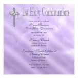 First holy communion purple religious invitation