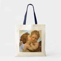 First Kiss by Bouguereau, Vintage Victorian Angels Tote Bag