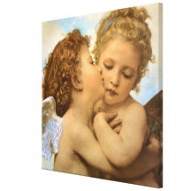 First Kiss by Bouguereau, Vintage Victorian Angels Gallery Wrap Canvas