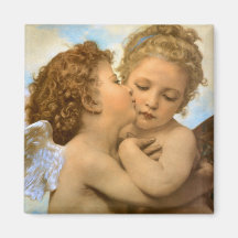 First Kiss by Bouguereau, Vintage Victorian Angels Fridge Magnet