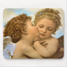 First Kiss by Bouguereau, Vintage Victorian Angels Mouse Pads