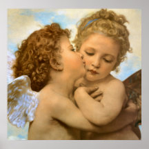 First Kiss by Bouguereau, Vintage Victorian Angels Poster