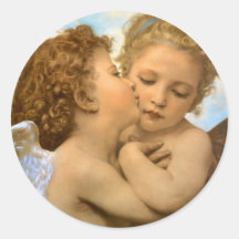 First Kiss by Bouguereau, Vintage Victorian Angels Stickers
