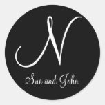 First Names and Monogram N Black and White Seal Stickers