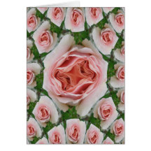 First Pink Rose Fractal Art Note Card