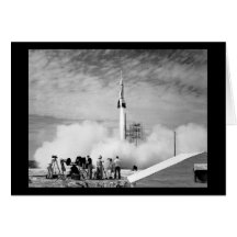 First Rocket Launch, Cape Canaveral, "Bumper 2" Greeting Cards
