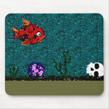 Fish and Skull Mouse Pad