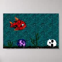 Fish and Skull Poster