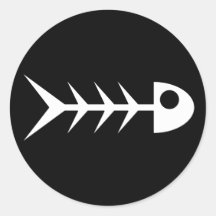 Fish bones round stickers