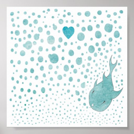 Fish Love Bubble Poster