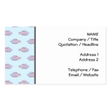 Fish Pattern on Blue. Red Line Rainbowfish. Business Card Template