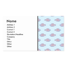 Fish Pattern on Blue. Red Line Rainbowfish. Business Card Template