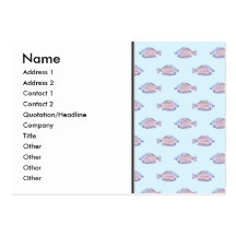 Fish Pattern on Blue. Red Line Rainbowfish. Business Card Template