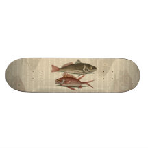 fish red perch Vintage fisherman gift Skate Decks