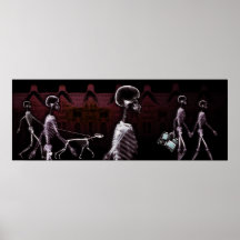 Fish Tank Background - X-Ray Skeleton Town Print