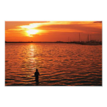 fisherman and sunset photo print