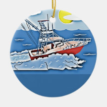 Fishing Boat on the High Seas Christmas Ornament