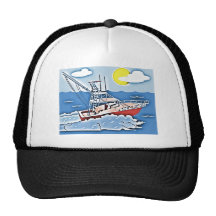 Fishing Boat on the High Seas Mesh Hats