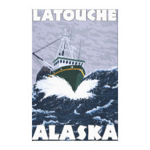 Fishing Boat Scene - Latouche, Alaska Gallery Wrapped Canvas
