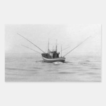 Fishing Boat Trolling Rectangular Stickers