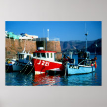 Fishing boats sheltering in winter print
