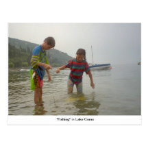 "Fishing" in Lake Como Postcard