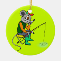 Fishing Mouse Christmas Ornaments