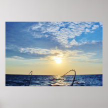 Fishing on Wavy Water Poster