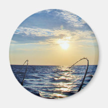 Fishing on Wavy Water Refrigerator Magnets
