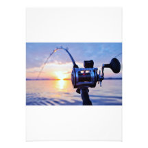 Fishing Reel at Sunset Custom Invitations