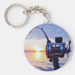 Fishing Reel at Sunset Keychain