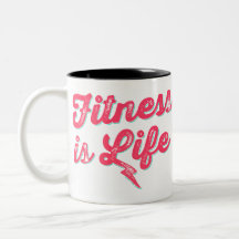 Fitness is Life Hot Pink Fitness Motivation Coffee Mugs