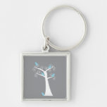 Five Blue Birds in a Tree Keychain
