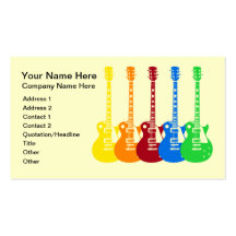 Five Colourful Electric Guitars Business Card