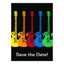 Five Colourful Electric Guitars Custom Invite
