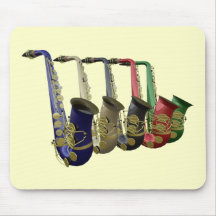 Five Colourful Saxophones In A Line Mousepad