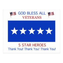 Five Star Support for Veterans Post Card