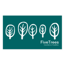 Five Trees - White on Teal Green Business Card Template