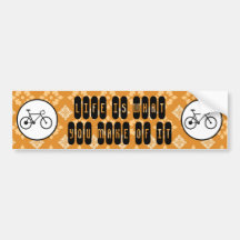 Fixie Bike Fixed Gear Bicycle on Orange Pattern Bumper Sticker